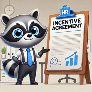 The RascalHR mascot showing off our new incentive agreement feature